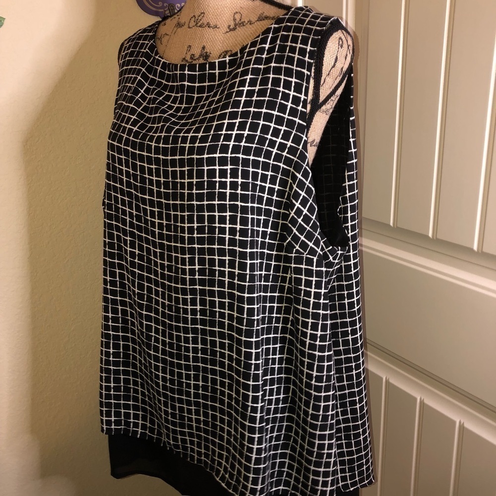 Torrid Dressy Black & White Checkered Layered Sleeveless Top Size 2 from Torrid